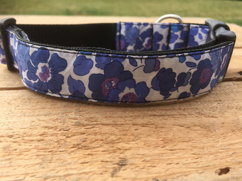 Liberty Print Dog Collar - Blue Flowers
